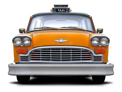 Retro checkered New York yellow taxi front view. Retro checkered New ...