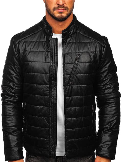 Bolf Herren Kunstlederjacke Biker Jacke Schwarz Ex