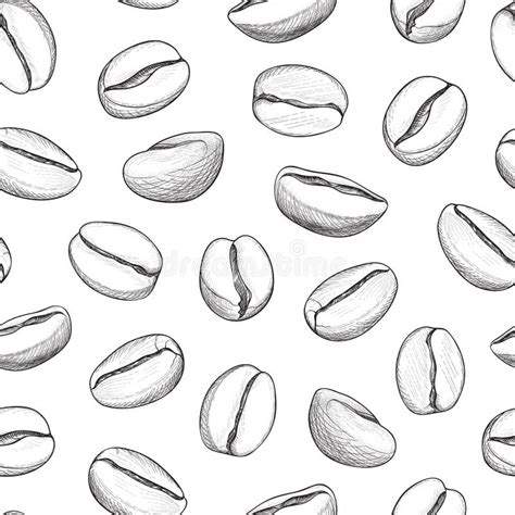 Drawn Coffee Bean Seamless Background Pattern With Falling Coffee