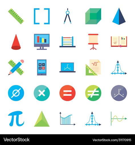 Math Flat Style Icon Set Design Royalty Free Vector Image