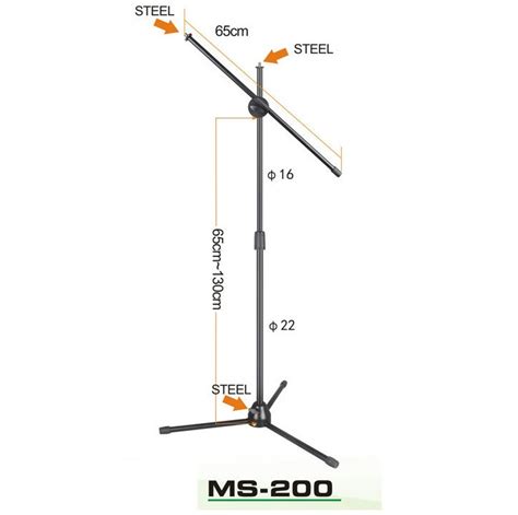 Suport Trepied MS 200 Stativ Microfon De Podea Cu Inaltime Ajustabila