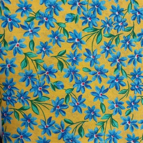 Tecido Chita Flor Azul Fundo amarelo 1m X 1 40m 100 Algodão Maior Loja