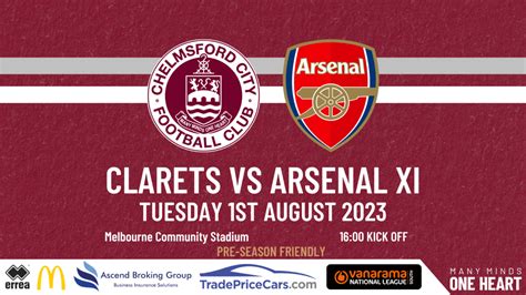 ARSENAL FIXTURE DETAILS CONFIRMED – Chelmsford City FC