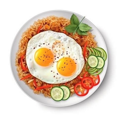 Arroz Frito De Comida Tradicional Indonesia Con Huevo Soleado Hacia