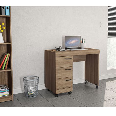 Mesa Para Escritório E Home Office Osaka 90cm 3 Gavetas Rodízios