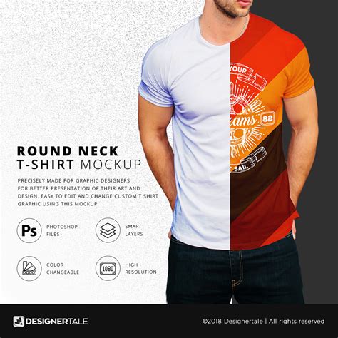 Round Neck Men T Shirt Mock Up Free PSD Template On Behance