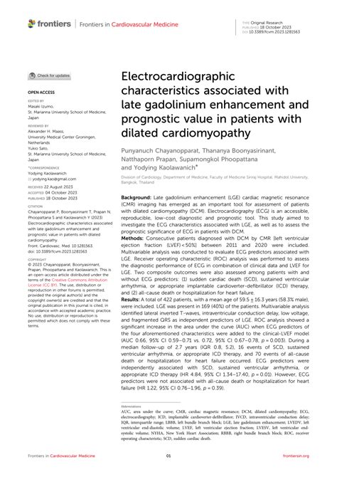 Pdf Electrocardiographic Characteristics Associated With Late