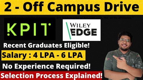 KPIT Wiley Edge Off Campus Drive For Freshers Salary 4 6 LPA