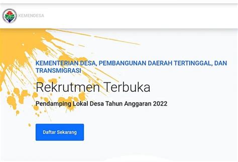 Link Pendaftaran Rekrutmen Pendamping Desa 2022 Jadwal Syarat Dan