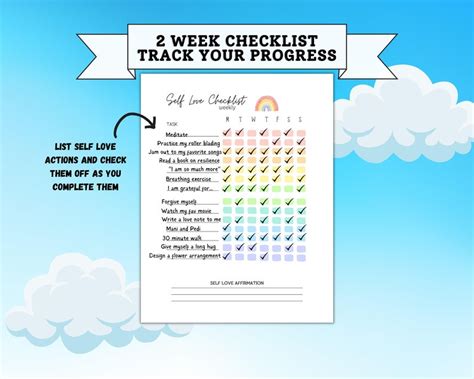 Printable Self Love Checklist Planner Planner For Self Confidence
