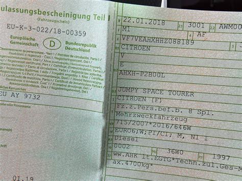 Zulassungsbescheinigung Teil Fahrzeugschein Inhalt Off