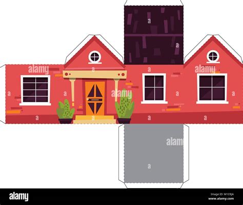 Make Your Own Toy House Paper Craft Vector Assembly Model Stock Vector