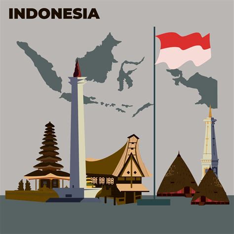 Indonesia Icon And Landmark Indonesia Vector Art Landmark