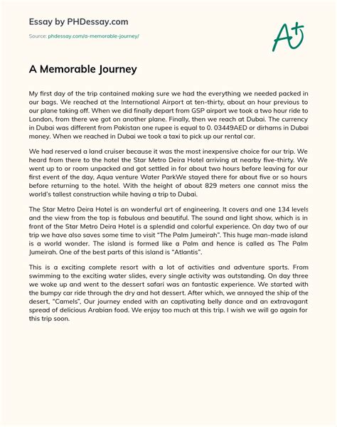 A Memorable Journey Narrative And Descriptive Essay Example 400 Words