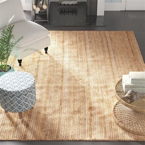 Tapis Brun Clair Naturel En Jute Tressé à La Main De Style Campagnard