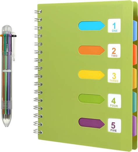 Kesote Lined Notebook Subject Notebook With Dividers Wirebound Notebook