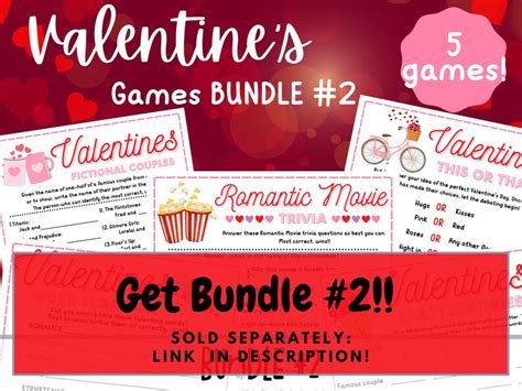 Valentines Day Party Games Bundle Printable Valentines Party Games Valentines Party Activity