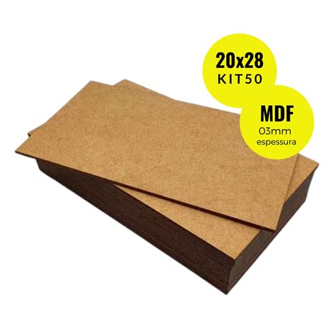 Kit 50 Placas Chapa De MDF 3mm Cru 20x28 A4 Para Quadro Artesanato