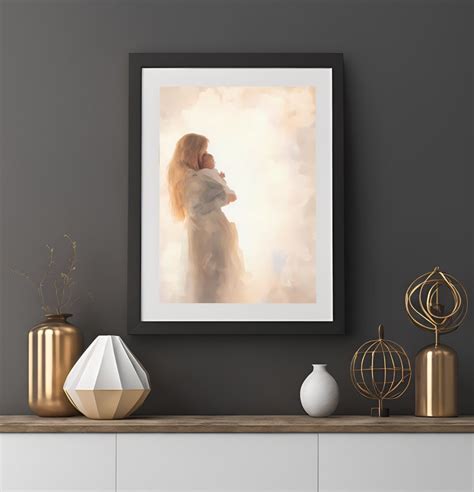 Mother With Long Blonde Hair And Baby Vintage Art Print Etsy
