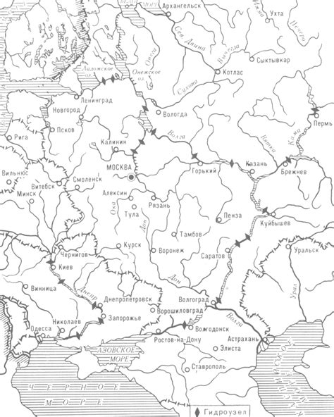 Контурная карта европейской части россии с городами