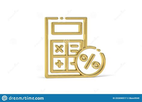 Golden 3d Calculator Icon Isolated On White Background Stock