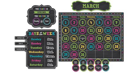 Chalkboard Brights Calendar Bulletin Board Display Set Tcr5615