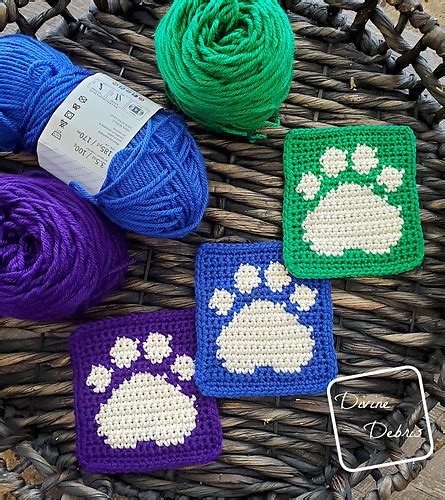 Ravelry Cute Paw Print Square Pattern By Divine Debris