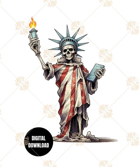 Statue Of Liberty Skeleton PNG Funny Patriotic Halloween Skull Lover