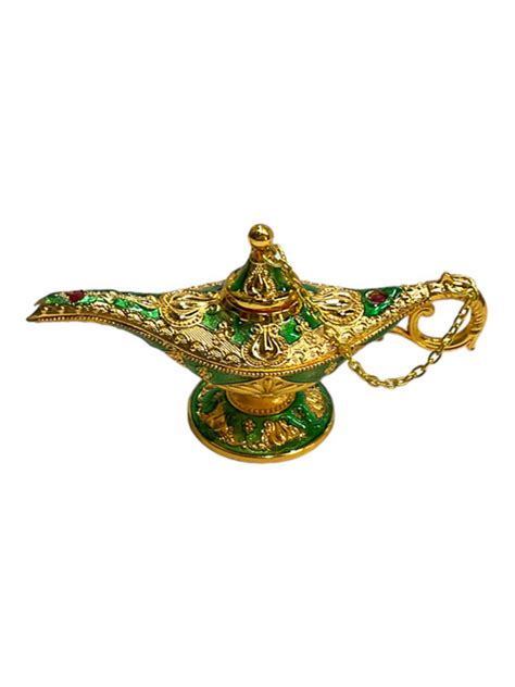 Aladdin Magic Genie Miniture Green Wishing Lamp 5 Talisman Figurine