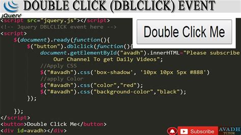 Jquery Double Click Event Jquery Dblclick Jquery Tutorial YouTube