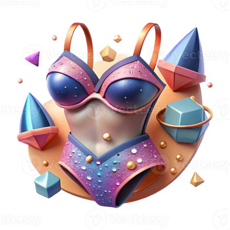 Vibrant Contemporary Swimsuit Bikini Fashion Illustration Cutout For Summer Apparel PNG