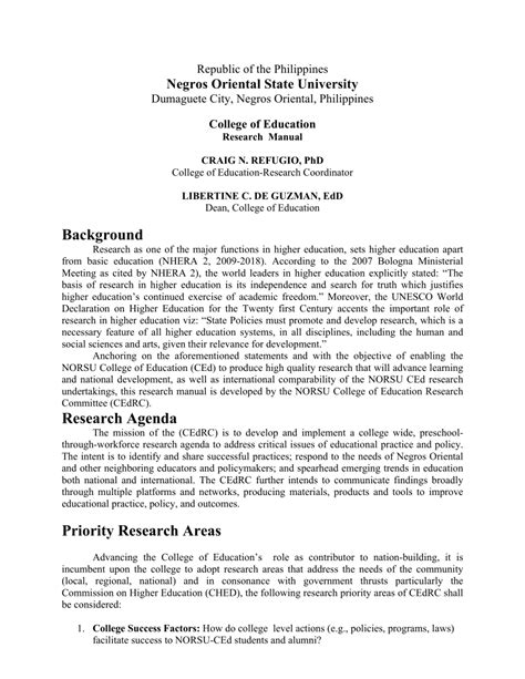 (PDF) College of Education Research Manual