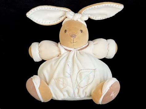 DOUDOU BOULE PATAPOUF Lapin Marron Beige Jaune Pure Feuilles Kaloo 25