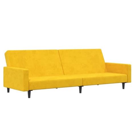 Canap Lit Places Avec Repose Pied Jaune Velours Mothinessto