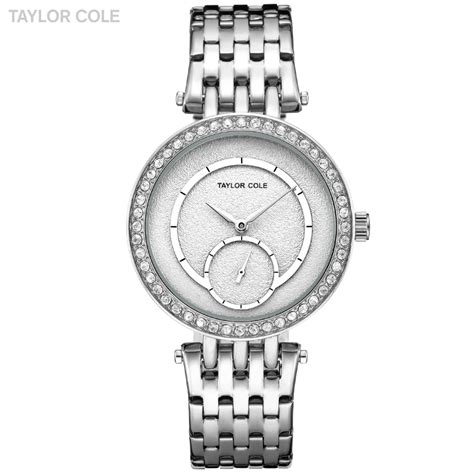 Taylor Cole Brand Luxury Wrist Watches For Women Reloj Mujer Silver