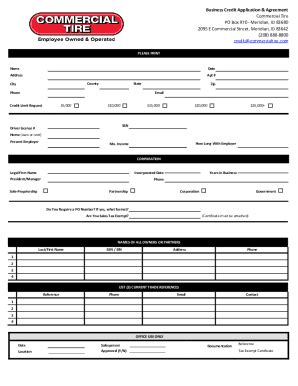 Fillable Online Business Credit Application Template Fax Email Print