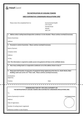 Fillable Online Notification Of Cooling Towers Form PDF 420KB