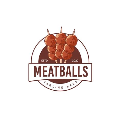 Premium Vector Meatballs Grill Hand Drawn Logo