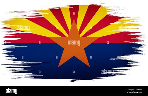 Colorful Hand Drawn Brush Strokes Painted Flag Of Arizona State Usa