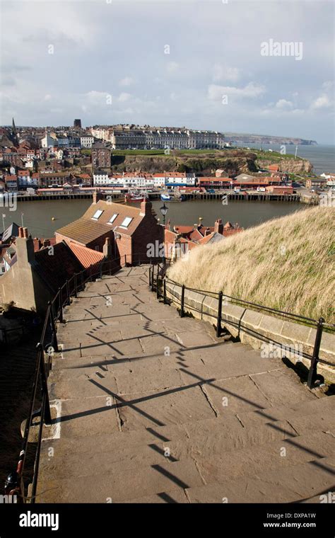 Whitbys 199 Steps From Whitby Abbey To The Harbor Harbour Below With