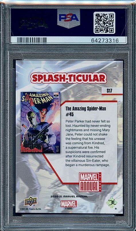 2020 U D Marvel Annual Splash Ticular 3D S17 Amazing Spider Man PSA