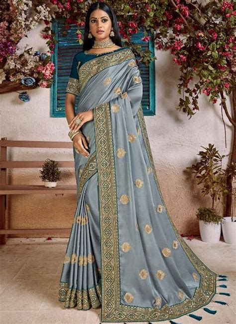 Grey Art Silk Festival Designer Traditional Saree In 2020 Traditional Sarees Saree Silk Sarees