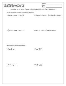 Expanding Logarithms Worksheet Pdf - ansiedadedefine