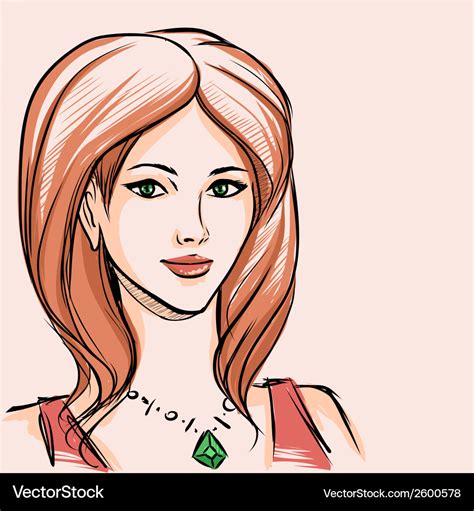 Portrait Of Woman With Red Hair Royalty Free Vector Image