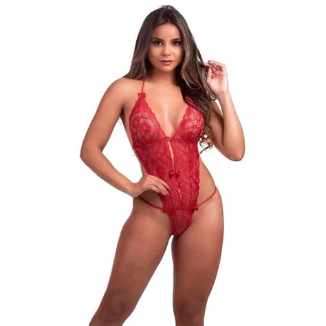 Body Sexy Em Renda Feminino Lingerie Decotado Sensual