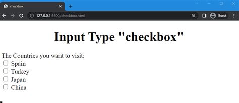 HTML Input Type Checkbox