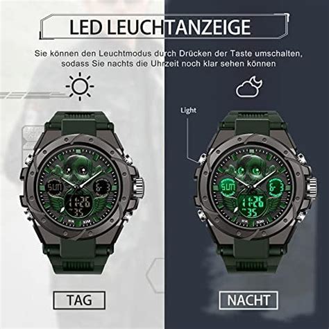 findtime Herren Uhren Digital Militär Sport Outdoor Totenkopf Motiv