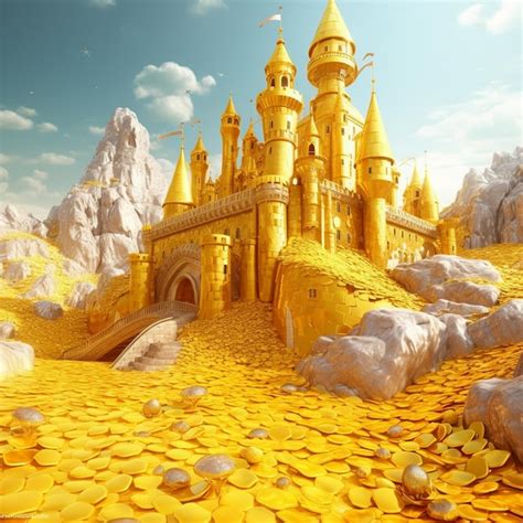 Premium Photo | A castle with gold coins and a castle with a castle in ...