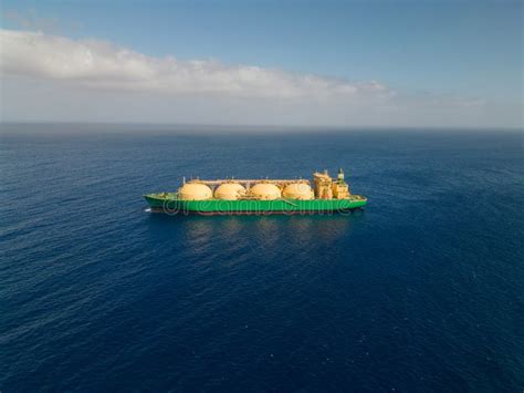 Tanker Ship with Liquid Natural Gas Transporting Fuel in Open Sea ...