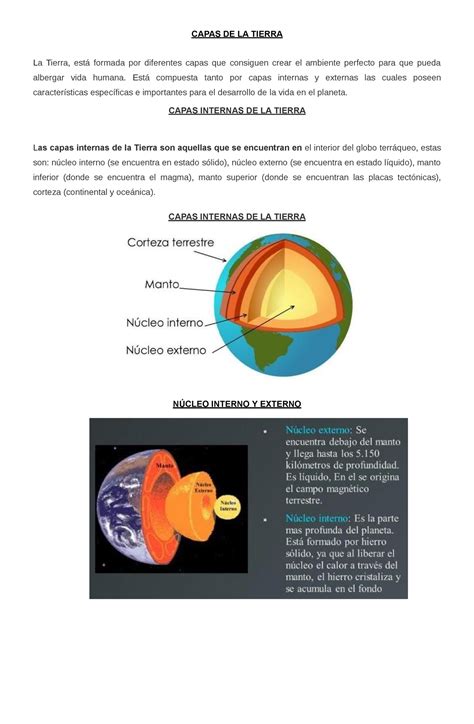 Capas Tierra Ciencias Capas De La Tierra La Tierra Está Formada Por Diferentes Capas Que